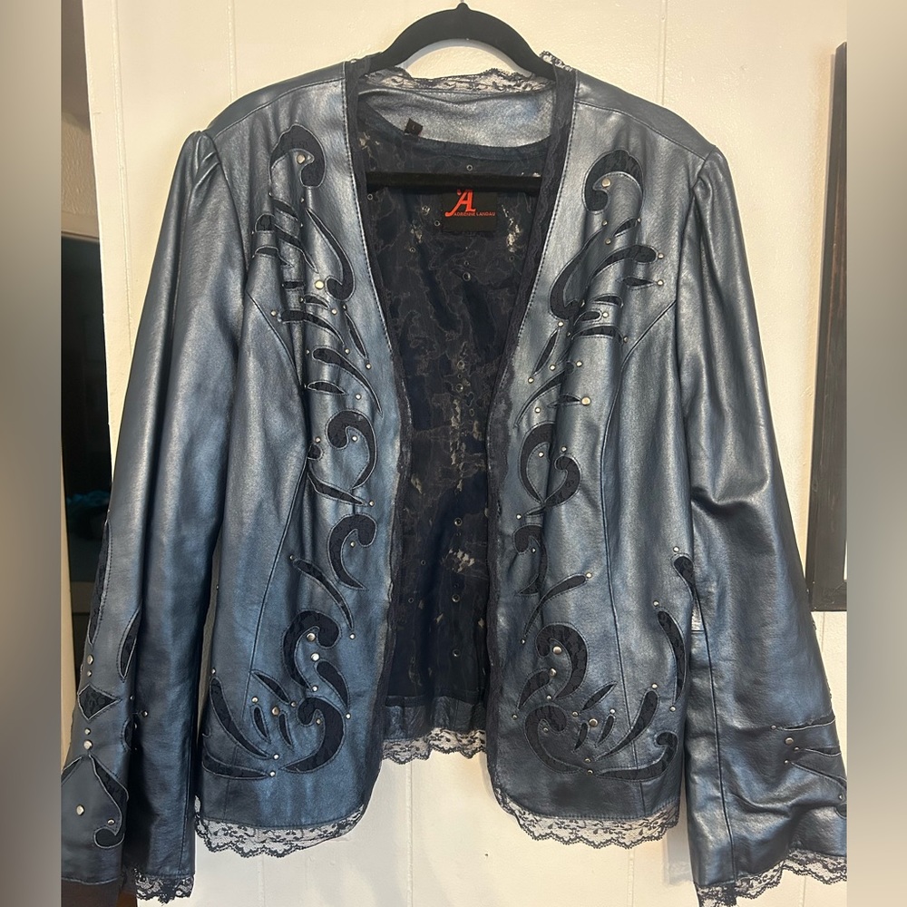 Adrienne landau cutout jacket faux-leather jacket size large